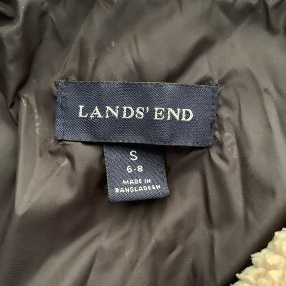 Lands End Quilted Jacket with Sherpa Collar Size Small 6 8 Brown Snap Zip Front - Picture 10 of 10